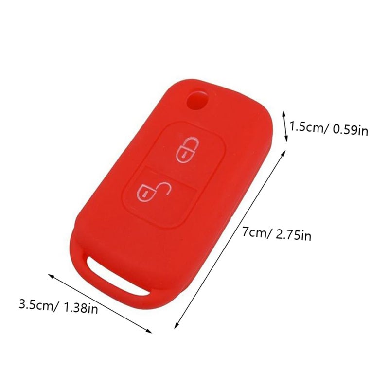 Red Silicone Protective Cover Case For 2 Button Car Key Remote Medium Size - Image 3