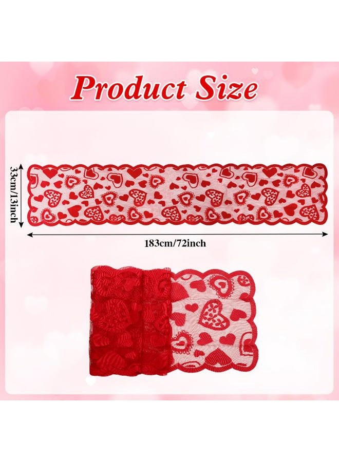 Luktastic Valentines Table Runner, 13 x 72 Inch Red Heart Lace Table Runner for Valentines Decorations Romantic Home Kitchen Dining Table Decor Indoor Outdoor Wedding Holiday Anniversary Party Decorations - Image 2