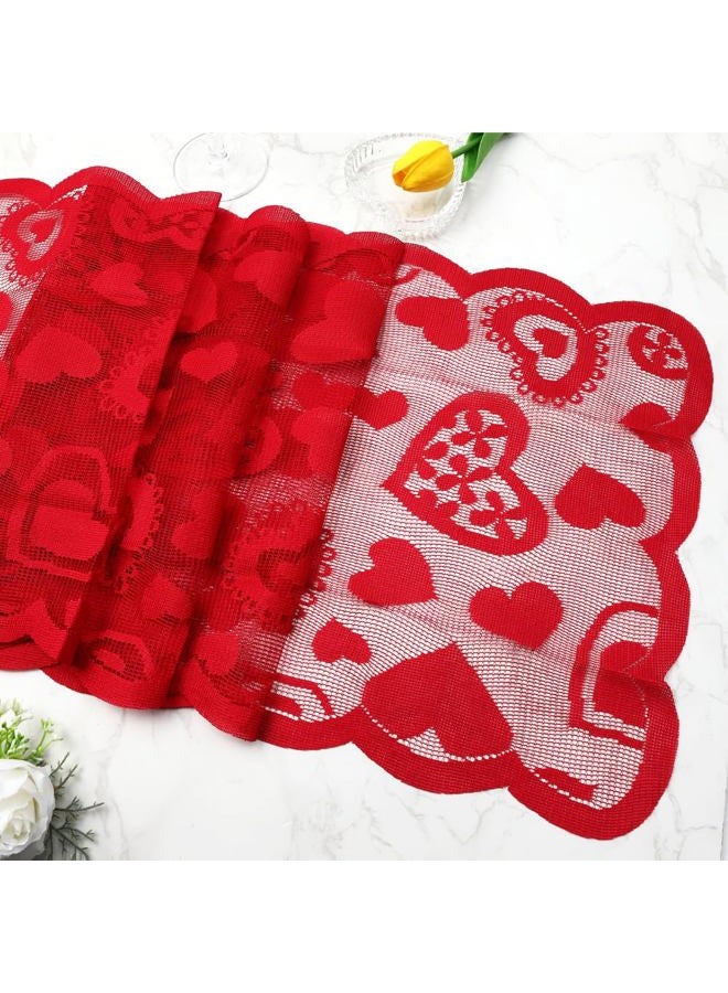 Luktastic Valentines Table Runner, 13 x 72 Inch Red Heart Lace Table Runner for Valentines Decorations Romantic Home Kitchen Dining Table Decor Indoor Outdoor Wedding Holiday Anniversary Party Decorations - Image 4
