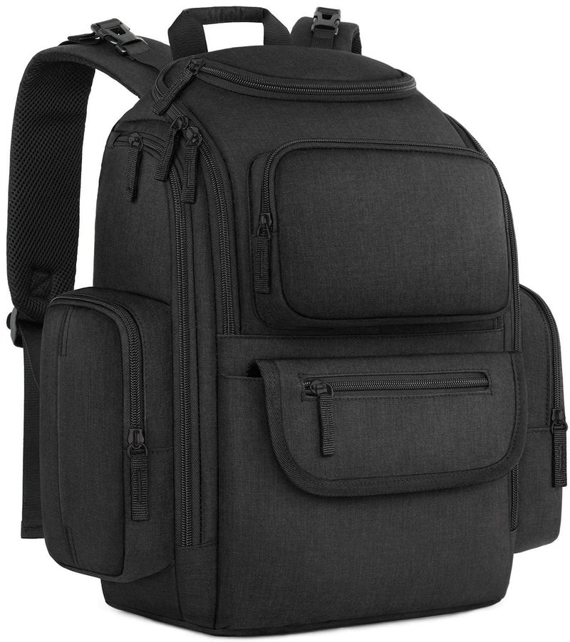 Mancro Diaper Bag Backpack, Multifunctional Dad Diaper Bag with 2 Side Insulated Pockets, Travel Water Resistant Baby Diaper Backpack for Men Women with Stroller Straps, Black - Image 1