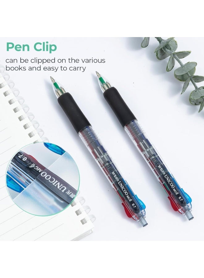 M&G 4 Color Retractable Ballpoint Pen 0.7mm Fine Point, Black Blue Red Green Ink, Soft Grip, 1 Pack - Image 4