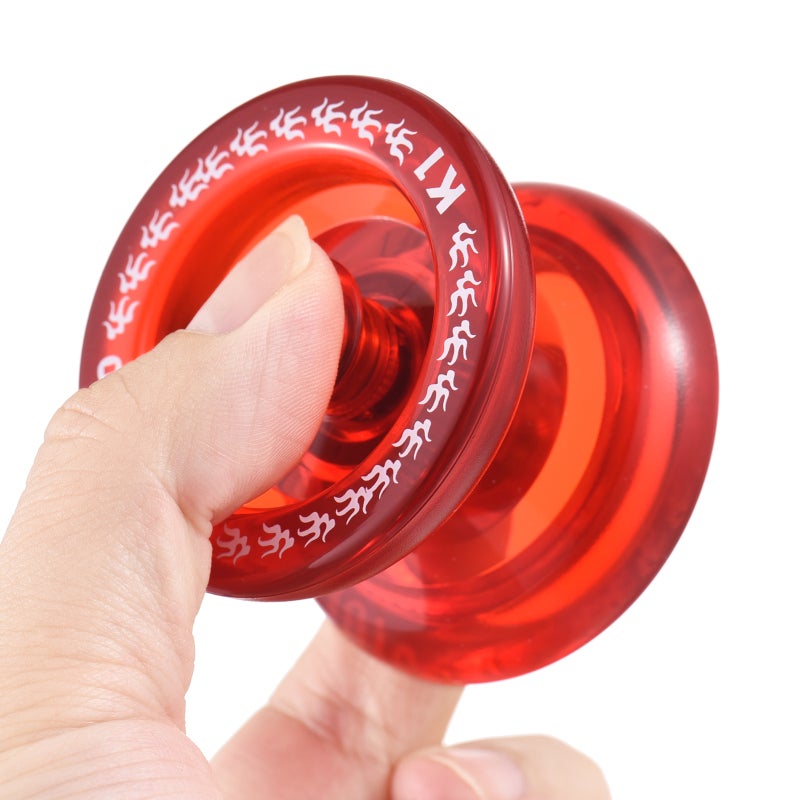 Unresponsive Yoyo Ball: Red High-strength Durable Plastic Yoyo - 2 Hubs For Finger Spin Tricks, With 5 Strings 1 Glove Storage Pouch for Kids And Beginners - Image 4