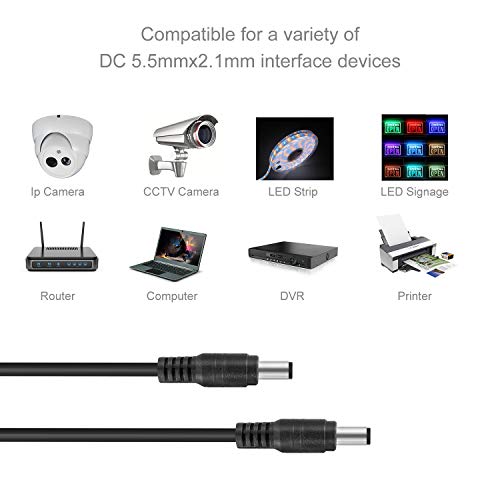Onite 3.3ft Male to Male Extension Cord, DC 5.5x2.1mm Power Adapter Cable, for LED Strip, Surveillance Camera, CCTV Security Camera, LED Display, IP Camera, DVR, Router, Invoice Printer, 2-Pack - Image 4