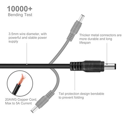 Onite 3.3ft Male to Male Extension Cord, DC 5.5x2.1mm Power Adapter Cable, for LED Strip, Surveillance Camera, CCTV Security Camera, LED Display, IP Camera, DVR, Router, Invoice Printer, 2-Pack - Image 3
