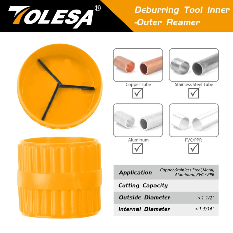 TOLESA Pipe Cutter Tool 3/16"-2" OD, Heavy Duty Metal Pipe Cutter With Deburring Tool Pipe Reamer Sharp Copper Tube Cutter Speed Cutting Tubing Cutter For Stainless Steel Aluminum Brass Pipe - Image 4