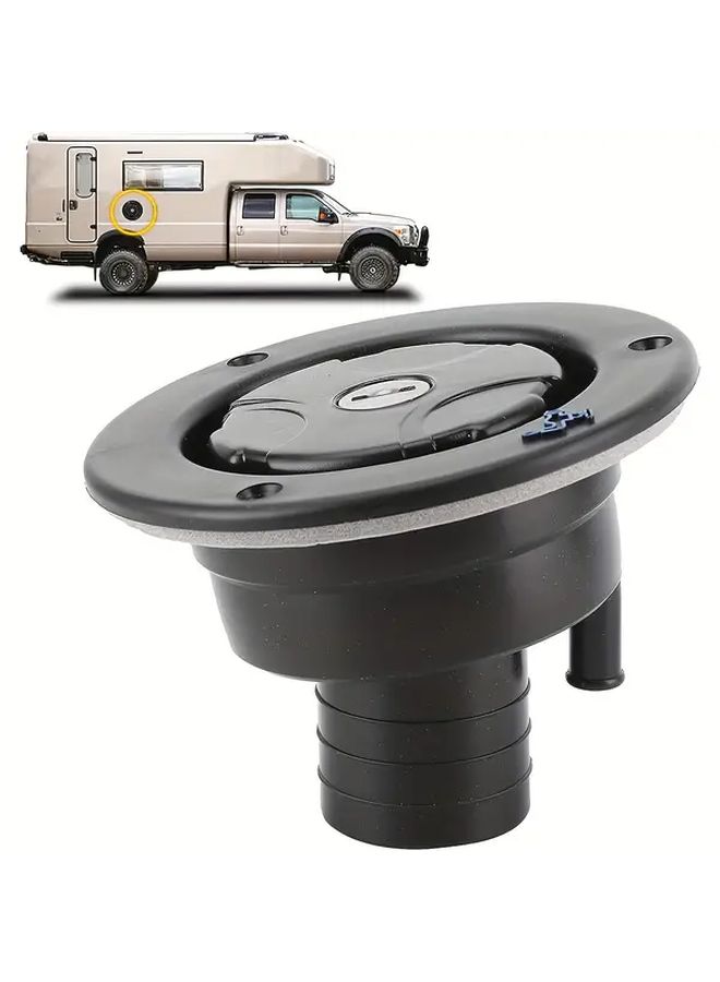 Lockable Black RV Water Tank Door Leak Proof Gravity Fill Cap for Freshwater Tanks - Image 3