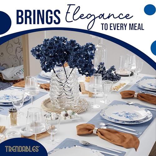 Trendables Disposable Plates For Party Supplies | Blue Floral Plastic Plates For Wedding 40 Pcs - 20 X 8" & 20 X 10" Dinner Plate Sets | Floral Plate Set Disposable Plastic Dinnerware Sets - Image 5
