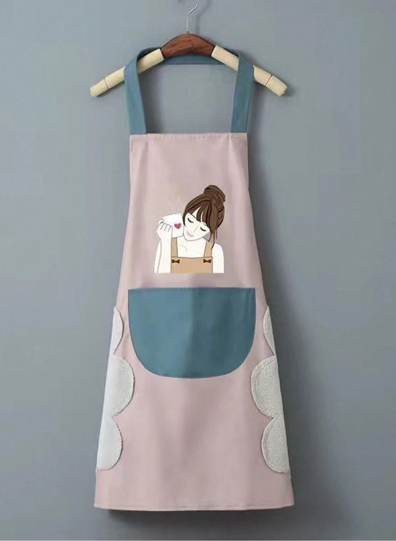 مريلة مطبخ قابل للتعديل للعنق قطعة واحدة، مع جيب واحد، مريلة طهي مقاوم للماء والزيت للطهاة، مريلة عمل مطبخي للجنسين وتقديم الطعام (قد يختلف اللون ,و الرسومات) - Image 2