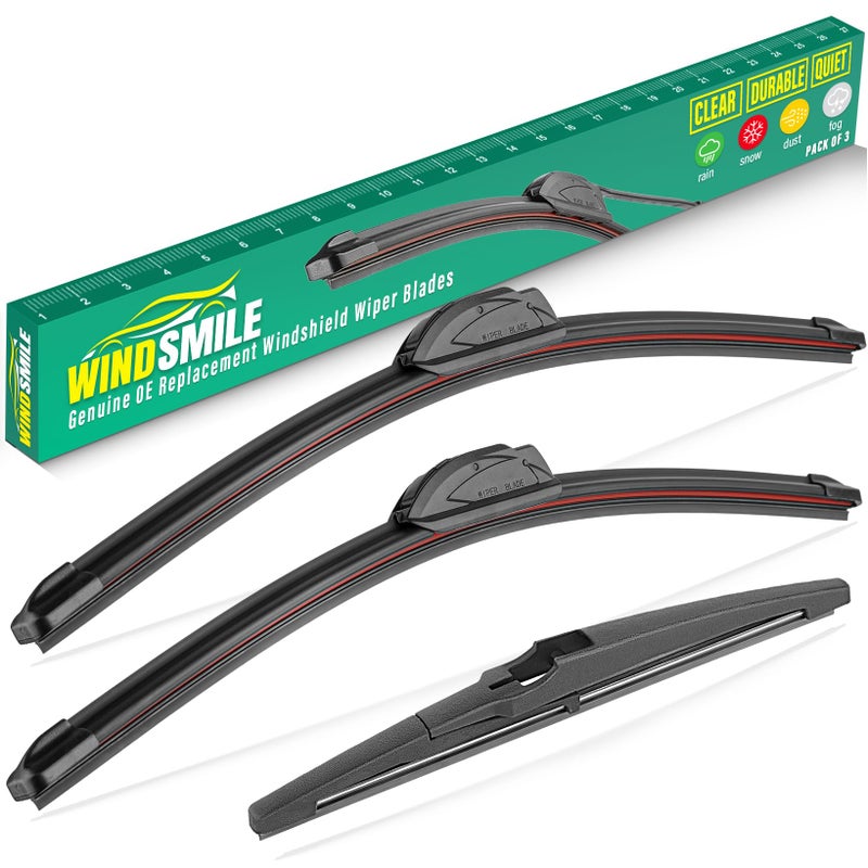 24 18 12 Windshield Wiper Blades Replacement for Hyundai Venue 2019 2020 2021 2022 2023 2024 Premium All Weather Front Rear Wipers Set OEM Quality Pack of 3