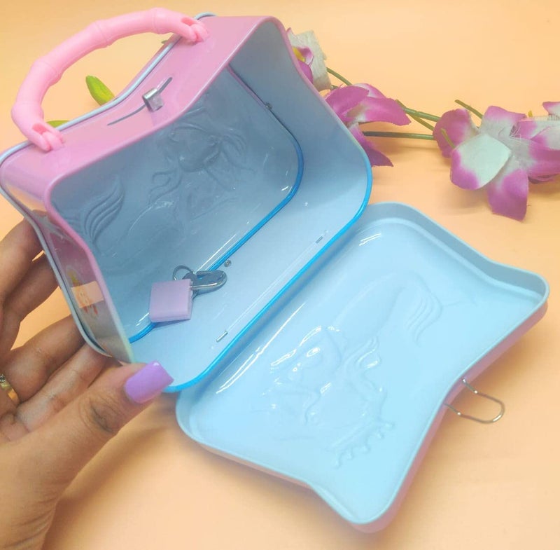 Tera13 TERA 13 Stylish Mermaid Piggy Bank For Girls Kids - Lock, Modern Theme, Return Gift-Multicolor - Image 3