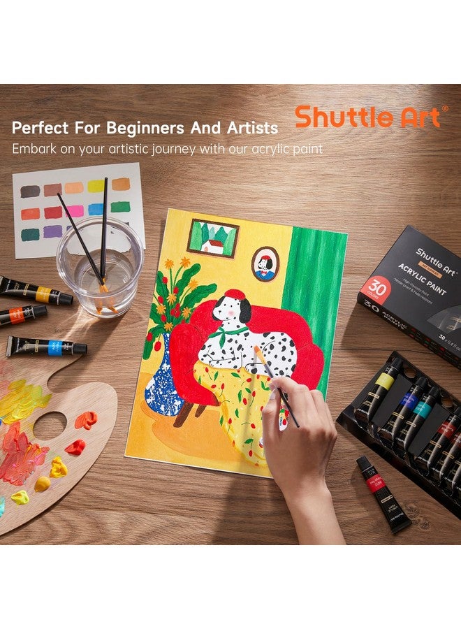Shuttle Art Acrylic Paint Set, 30 x12ml Tubes Artist Quality Non Toxic Rich Pigments Colors Great for Kids Adults Professional Painting on Rocks Canvas Wood Clay Fabric Ceramic Crafts - Image 5