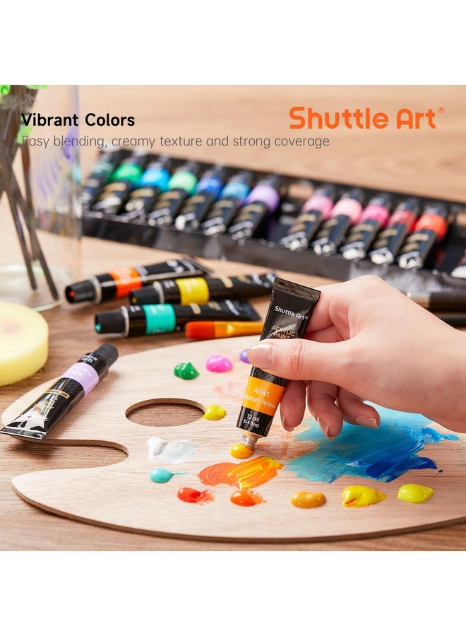 Shuttle Art Acrylic Paint Set, 30 x12ml Tubes Artist Quality Non Toxic Rich Pigments Colors Great for Kids Adults Professional Painting on Rocks Canvas Wood Clay Fabric Ceramic Crafts - Image 4