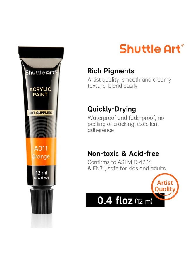 Shuttle Art Acrylic Paint Set, 30 x12ml Tubes Artist Quality Non Toxic Rich Pigments Colors Great for Kids Adults Professional Painting on Rocks Canvas Wood Clay Fabric Ceramic Crafts - Image 3