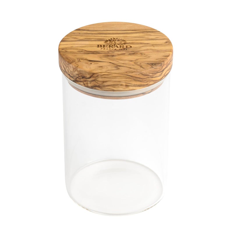 Berard Glass Storage Jar with Olive Wood Lid 20Ounce