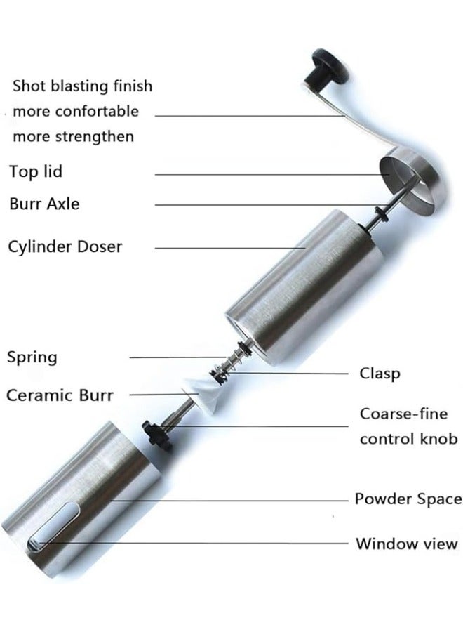 دينكس مطحنة قهوة يدوية من الفولاذ المقاوم للصدأ مع شفرة مخروطية من السيراميك قابلة للتعديل - سعة 40 جرام - Image 5