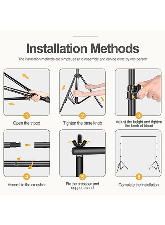 Arabest Photo Video Studio Photography Backdrop Stand,6.6 x 9.8ft Adjustable Photo Background Holder,Back Drop Banner Stand Support System Kit with Carry Bag and 2 Clips  - Image 3