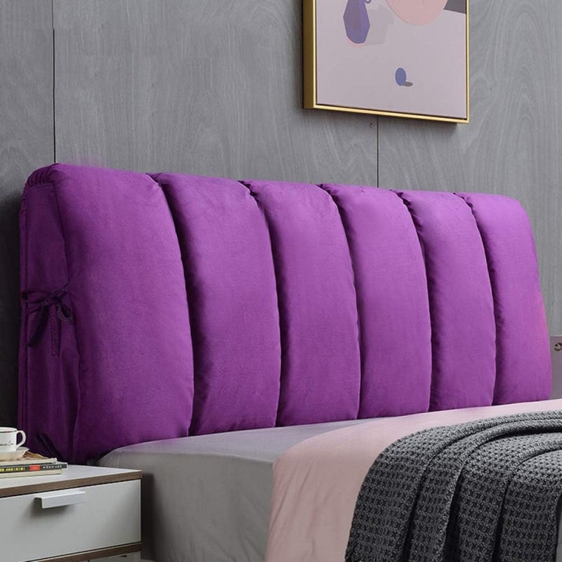 Light Luxury Bed Headboard Comfortable Corn Velvet Cotton Filling Cushion Large Backrest Anti-Collision Nordic Style Decoration Bed Head Dustproof Protector Slip Blue-120×50cm (Purple2 90×50cm) - Image 1