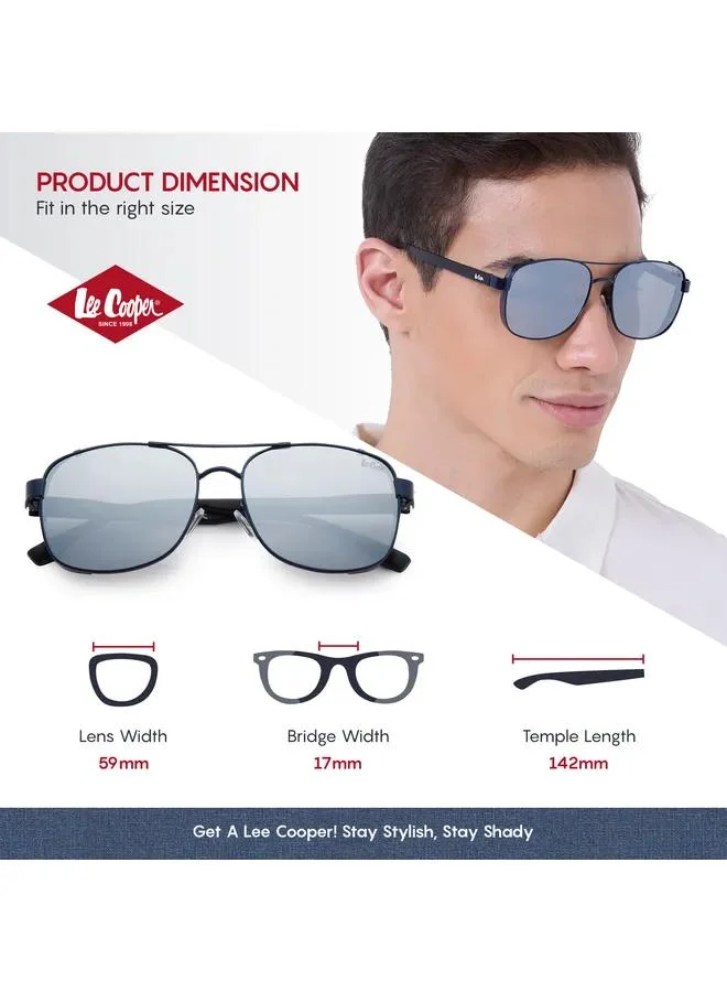 Lee Cooper Polarized Sunglasses Matte Dark Blue Frame Silver Mirror Mirror Lens 59mm  - LC1209C03