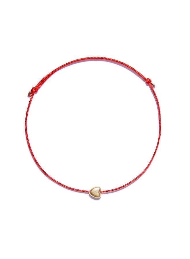 NAZ COLLECTION - Couple Heart Charm Bracelet w/Adjustable String - Friendship Bracelet, Kabbalah Protection Bracelet, Best Friend Birthday Gift, Amulet for Women Men Family Friends (Gold Heart Red) - Image 1