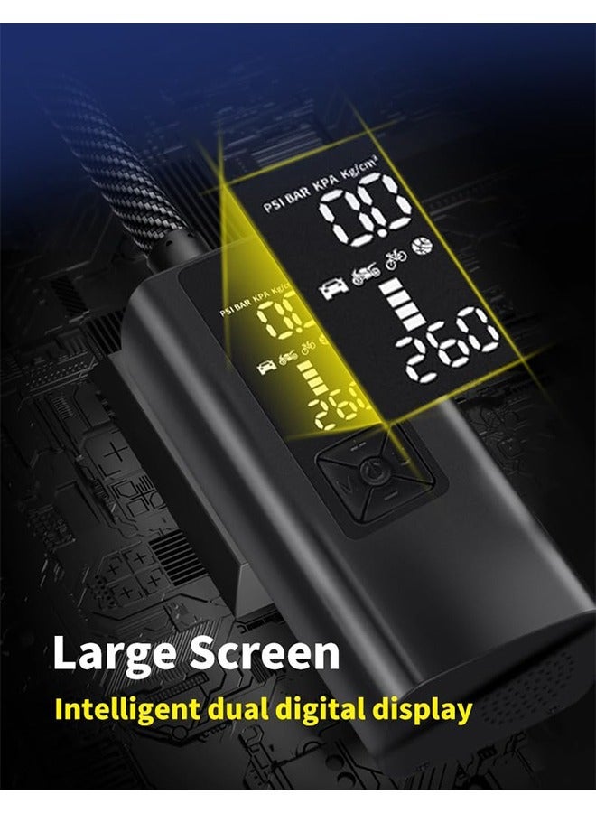 Sakulight ضاغط هواء لنفخ الإطارات، منفاخ إطارات لاسلكي محمول، ضاغط هواء عالي الأداء 150 رطل لكل بوصة مربعة مع مقياس ضغط للسيارة والدراجة وإطارات الدراجات النارية والمواد القابلة للنفخ - Image 2