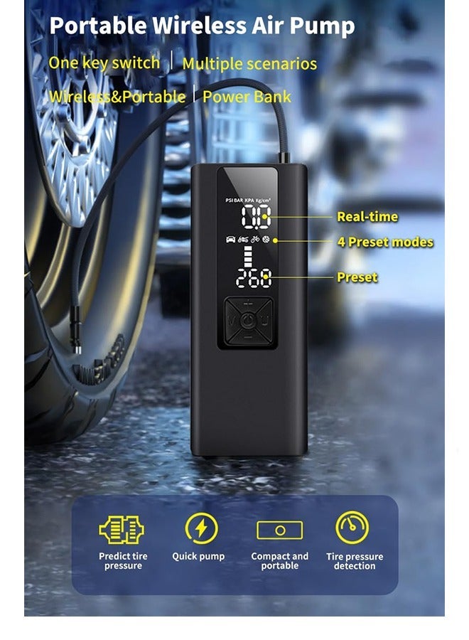 Sakulight ضاغط هواء لنفخ الإطارات، منفاخ إطارات لاسلكي محمول، ضاغط هواء عالي الأداء 150 رطل لكل بوصة مربعة مع مقياس ضغط للسيارة والدراجة وإطارات الدراجات النارية والمواد القابلة للنفخ - Image 3