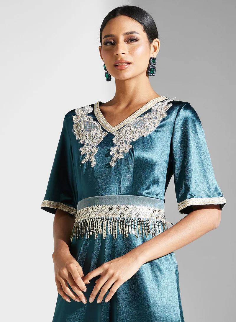 Khizana Embellished Satin Dress