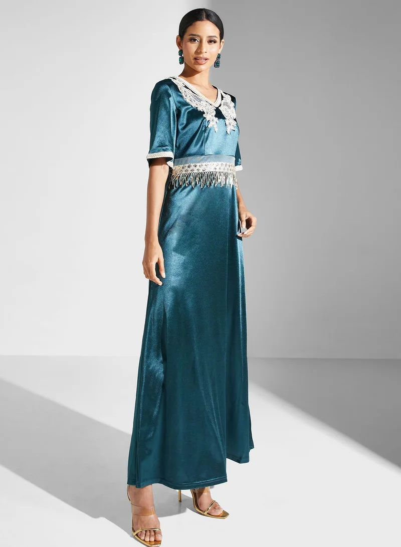 Khizana Embellished Satin Dress