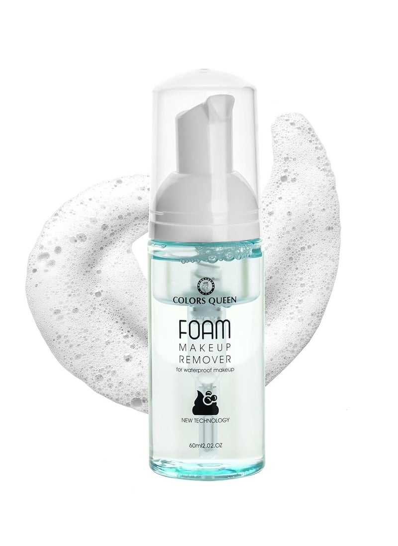 COLORS QUEEN Foam Makeup Remover Liquid 60ml Removes Waterproof Makeup Dirt All Skin Types Blue  - Image 1
