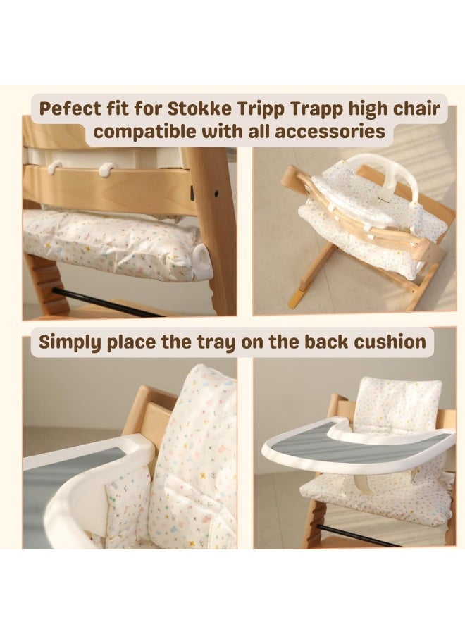 Gembebe Waterproof & Compatible Stokke Tripp Trapp Cushion Set - Easy to Clean - Made Fabric from Korea - 100% Cotton Stokke Tripp Trapp High Chair Cushion Set (Dino Friends) - Image 3