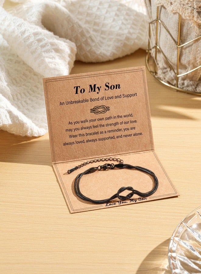 Tarsus To My Son Bracelet Gifts from Mom Dad, Black Love Knot Bracelet Teen Teenage Boy Birthday Christmas Stocking Stuffers Gifts for Adult Son Men - Image 5