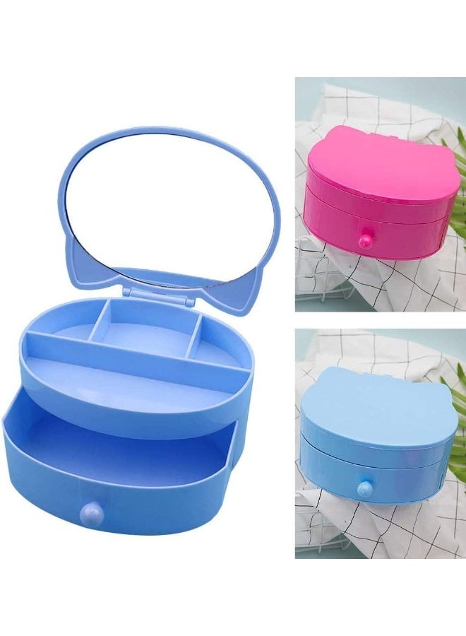 Cat Shape Jewelry Storage Box Plastic Role Play Toy DIY Kids Toys (BLUE) - Image 2
