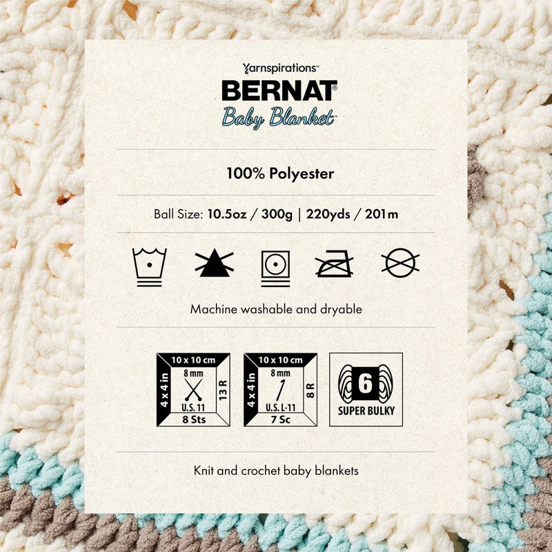 Bernat Baby Blanket Blue Green Yarn - 2 Pack of 300g/10.5oz - Polyester - 6 Super Bulky - 220 Yards - Knitting/Crochet - Image 5