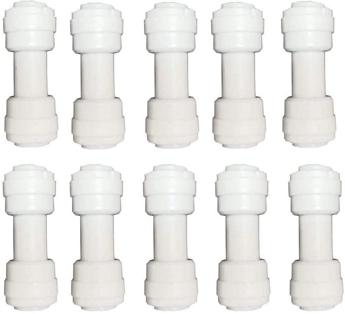 RO 14 PLASTIC 6MM 2 WAY QUICK CONNECT PUSH FIT TYPE I SHAPE STRAIGHT CONNECTOR FOR RO WATER PURIFIER TUBE FITTING PACK OF 10 WHITE