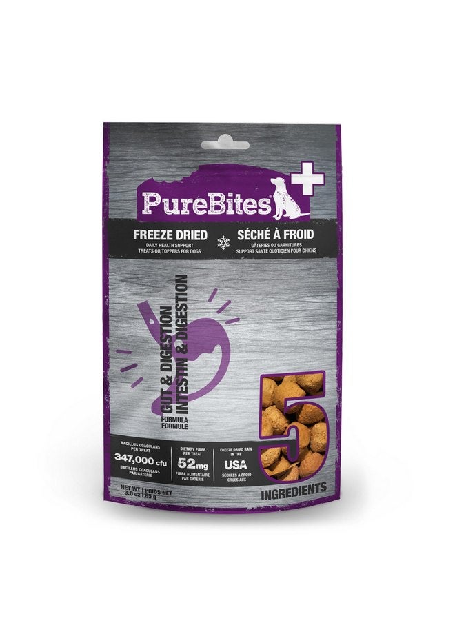 بيور بيتيس مكافآت الكلاب المجففة بالتجميد PureBites+ Gut & Digestion، 5 مكونات، صُنعت في الولايات المتحدة الأمريكية، 3 أونصة - Image 1
