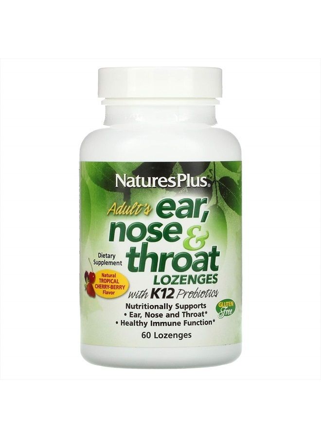 Nature's Plus لوحة ناتشرز بلس للبالغين للأذن والأنف والحنجرة مع بروبيوتيك K12 - 60 حبة - نكهة الكرز الاستوائي الطبيعي - يدعم الأذن والأنف والحنجرة ووظيفة المناعة - خالي من الغلوتين - 30 حصة - Image 3
