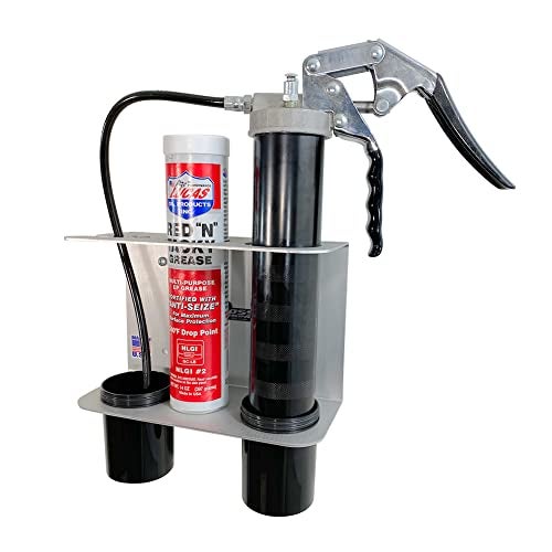 Pit Posse 572 Hand Grease Gun Holder Rack - Made in USA - Garage Organizer Aluminum Storage Caddy Wall Mount Accessory for Enclosed Trailer, Shop, or Garage (Silver) - Image 2