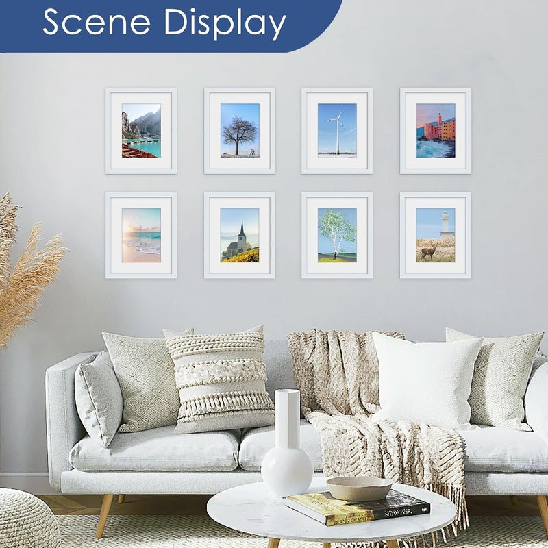PEALSN 8x10 Picture Frame Set of 6, Display Pictures 5x7 with Mat or 8x10 without Mat for Wall Mounting or Table Top Display, Photo Frames Collage for Wall Decor, Navy Blue - Image 2