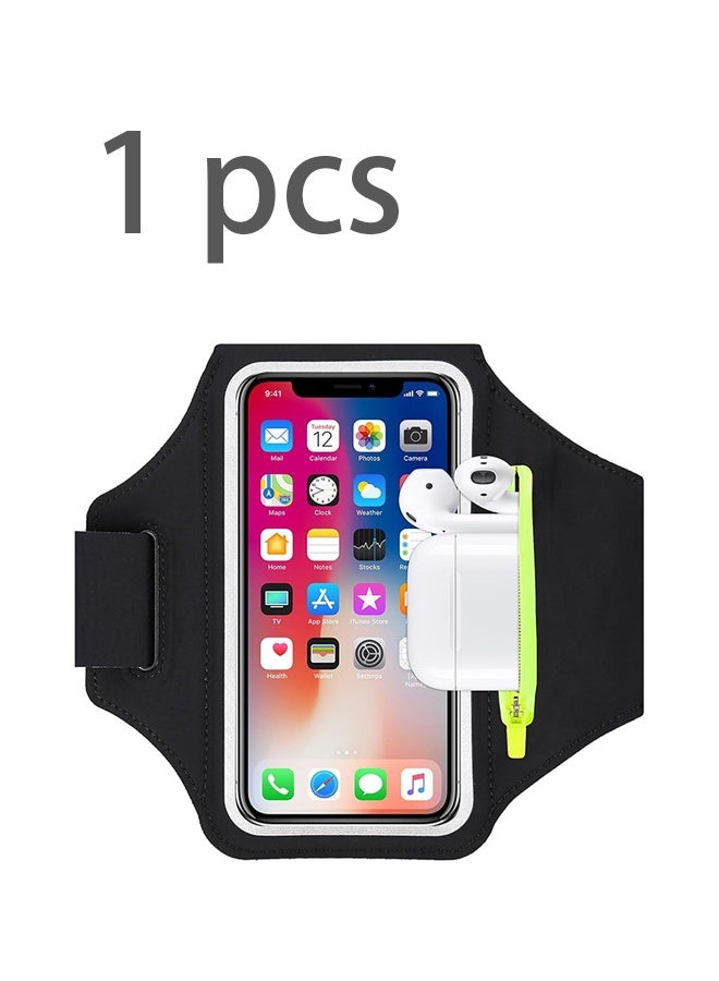 Running Armband with Headphone Pouch Phone Armband for iPhone 16 15 Pro 14 Plus 13 11 XR XS, Galaxy S24/S10 Waterproof Sports Phone Holder Case with Zipper Slot Car Key Case for 6.8-inch Phones - Image 1