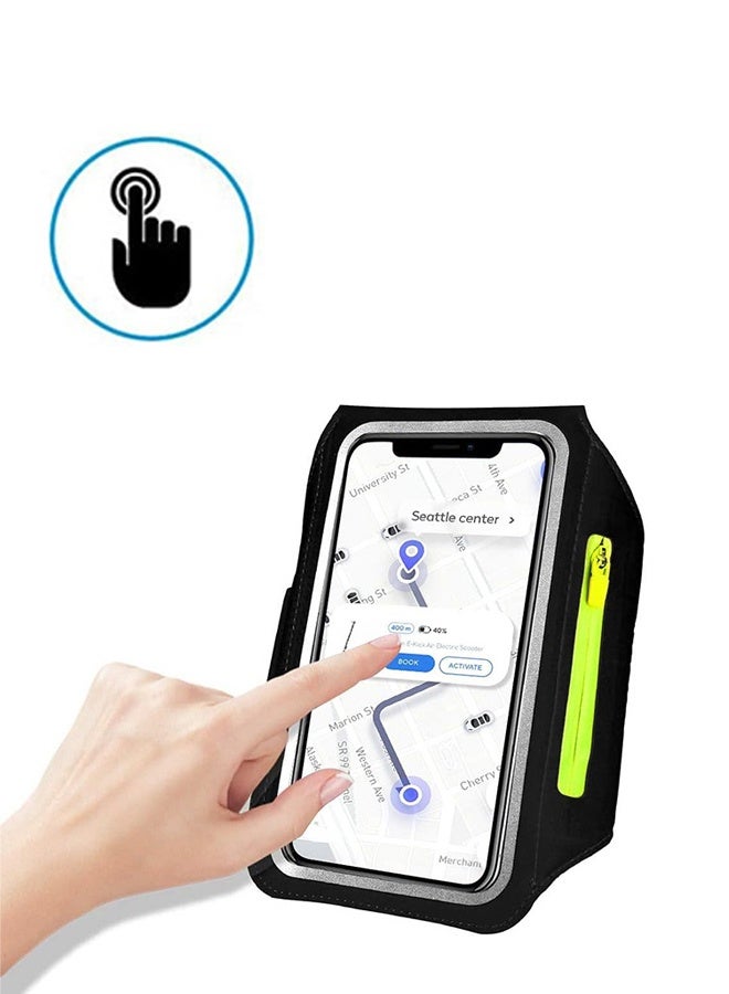 Running Armband with Headphone Pouch Phone Armband for iPhone 16 15 Pro 14 Plus 13 11 XR XS, Galaxy S24/S10 Waterproof Sports Phone Holder Case with Zipper Slot Car Key Case for 6.8-inch Phones - Image 5