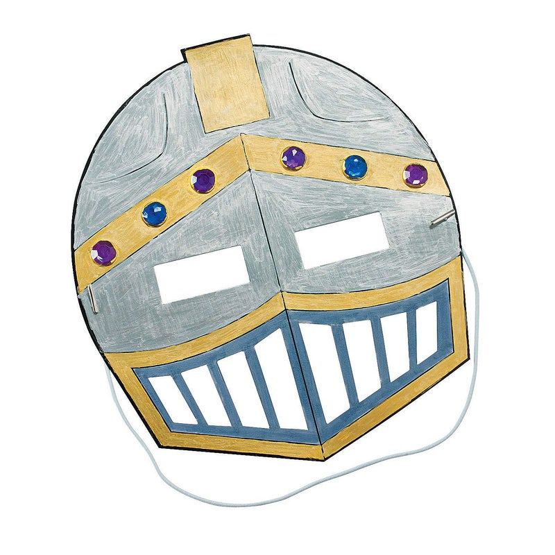 Fun Express Color Your Own Knight Mask Craft Kit (Makes 12) - Crafts for Kids and Fun Home Activities - VBS Vacation Bible School Supplies/Decor - Image 1
