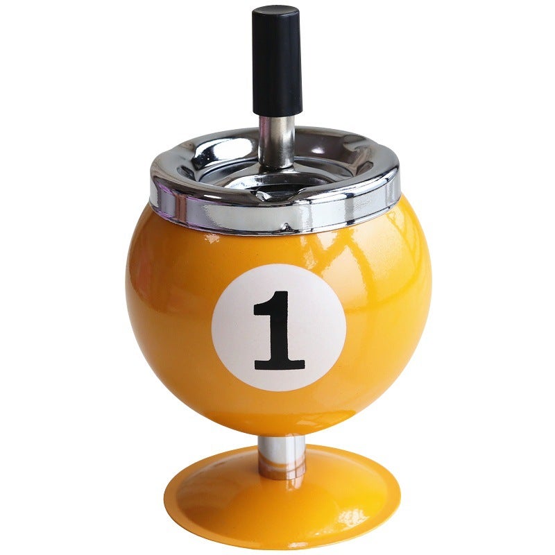 Creative Metal Billiard Ashtray with Lid - Image 5