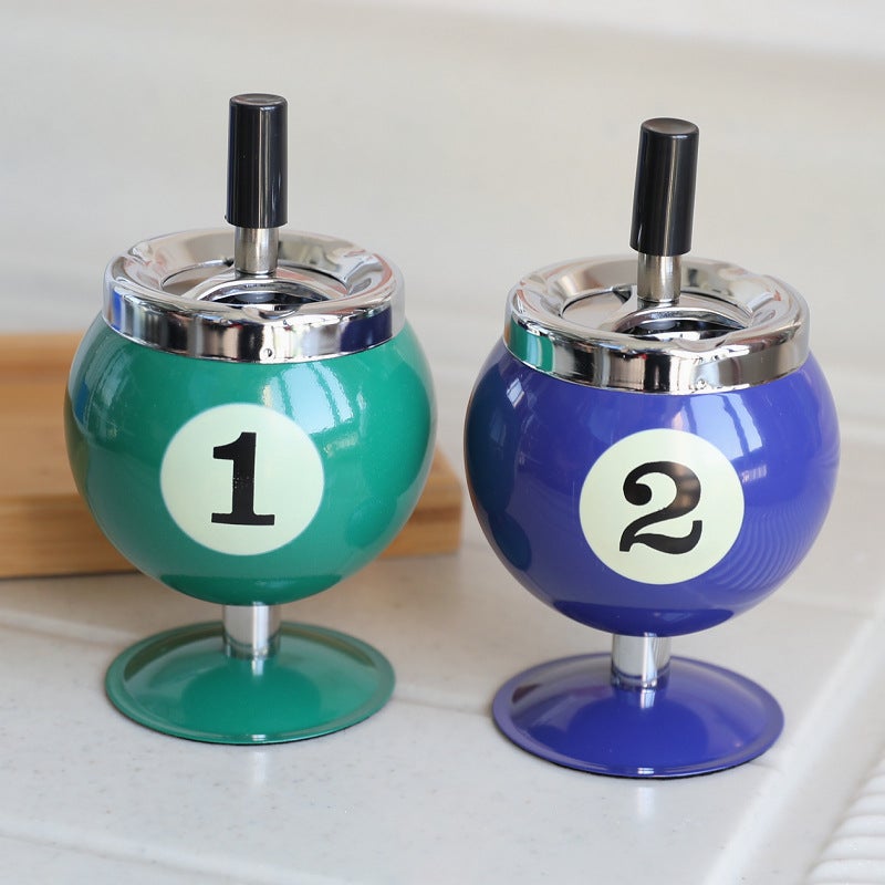 Creative Metal Billiard Ashtray with Lid - Image 4