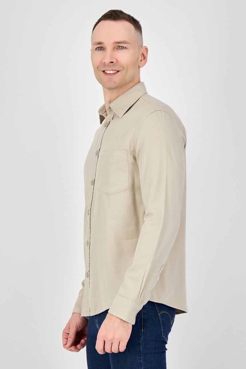 Celio قميص رجالي عادي بأكمام طويلة بلون بيج - Image 2