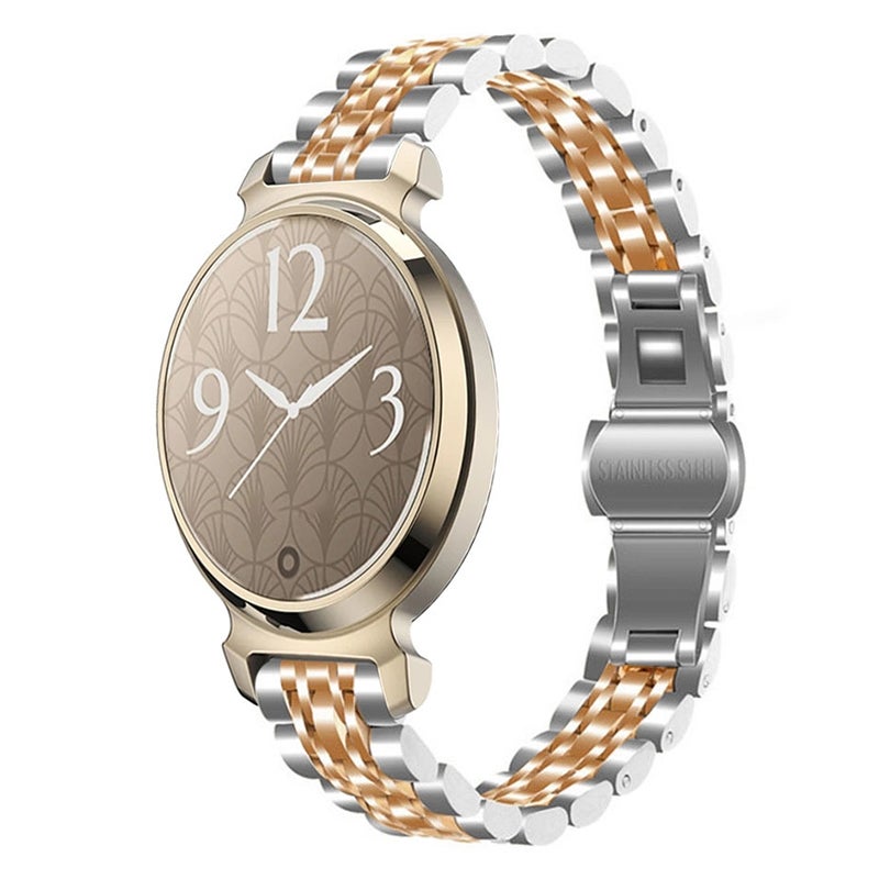 S-TOP For Garmin Lily 2 Seven-beads 14mm Stainless Steel Watch Band(Silver Rose Gold) - Image 1