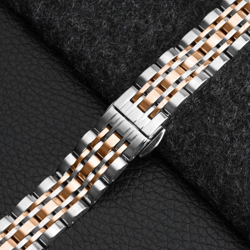 S-TOP For Garmin Lily 2 Seven-beads 14mm Stainless Steel Watch Band(Silver Rose Gold) - Image 3