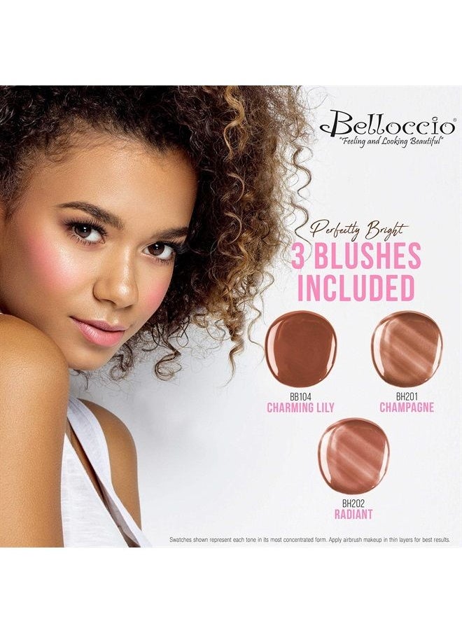 Belloccio Professional Beauty Airbrush Cosmetic Makeup System with 4 Fair Shades of Foundation in 1/4 Ounce Bottles - Kit Includes Blush, Bronzer and Highlighters  - Image 5