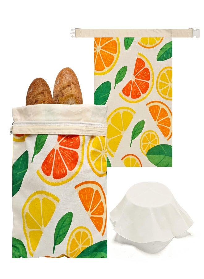 MIQQFUT Beeswax Bread Bags for Sourdough 2 Pack 13"x17" Eco-Friendly Reusable Linen Cotton Storage Bags with Zipper Closure for Homemade Bread Fresh-Keeping, Freezer-Safe (Blood orange) - Image 1