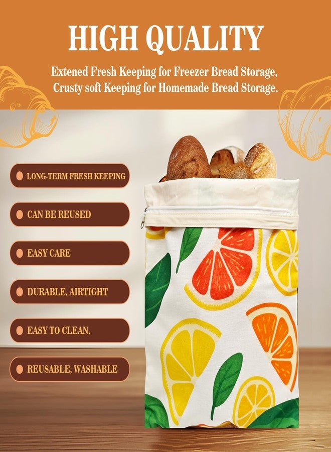 MIQQFUT Beeswax Bread Bags for Sourdough 2 Pack 13"x17" Eco-Friendly Reusable Linen Cotton Storage Bags with Zipper Closure for Homemade Bread Fresh-Keeping, Freezer-Safe (Blood orange) - Image 3
