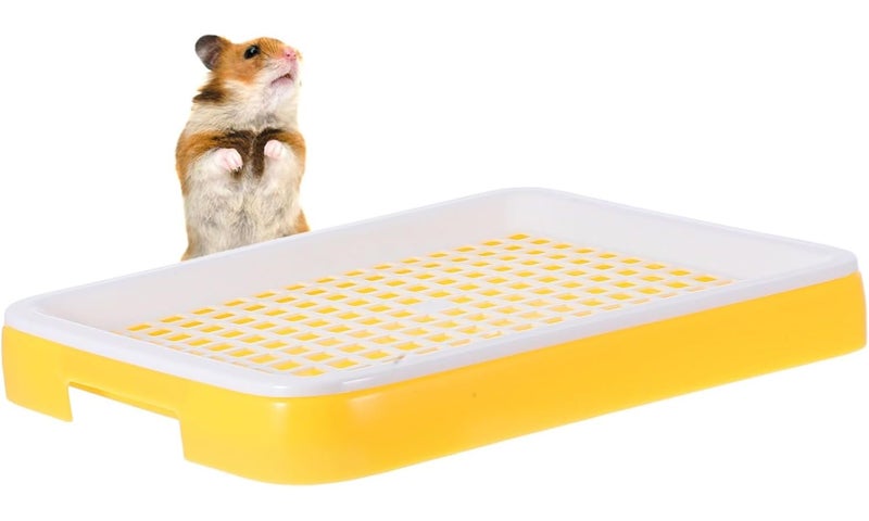 Yellow Potty Training Tray for Small Animals Guinea Pigs Ferrets Bunnies Indoor Outdoor Use Easy to Clean - Image 1