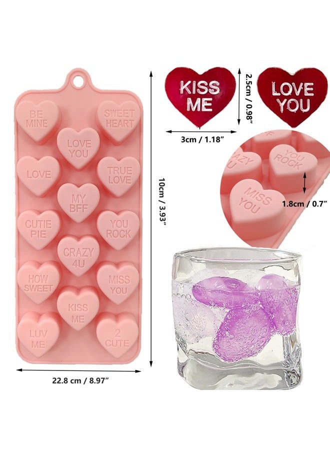 Copzievkae 2 Pack Conversation Heart Mold,14 Holes Heart Shaped Silicone Molds for Chocolate, Candy, Hearts Ice Cube Tray Molds Valentine Candy Hearts Mold Valentine Silicone - Image 4